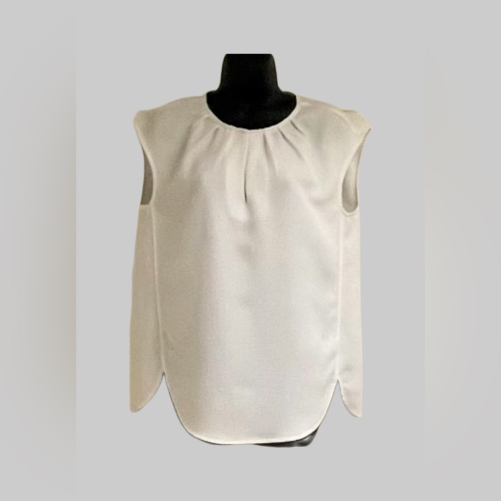 J. Crew Round Hem Textured Print Popover Top _ White